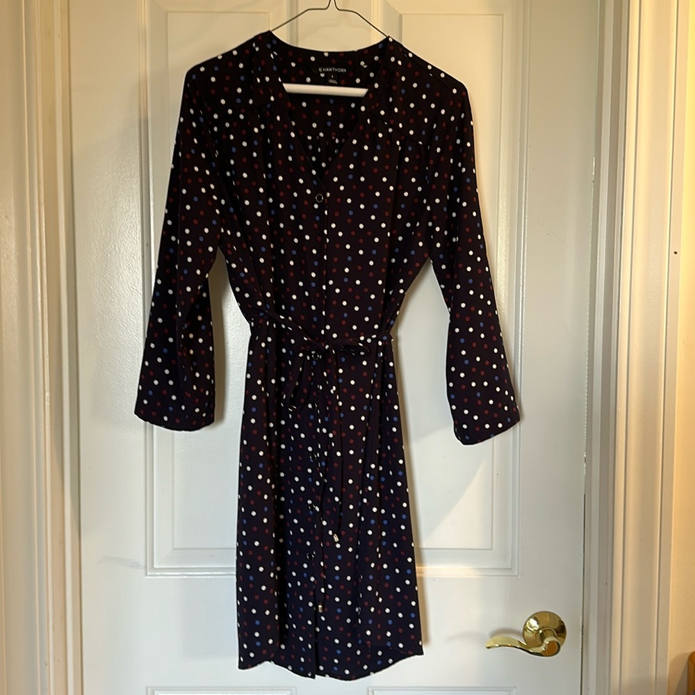 Polka dot midi dress by Hawthorne. Dress it up or down.